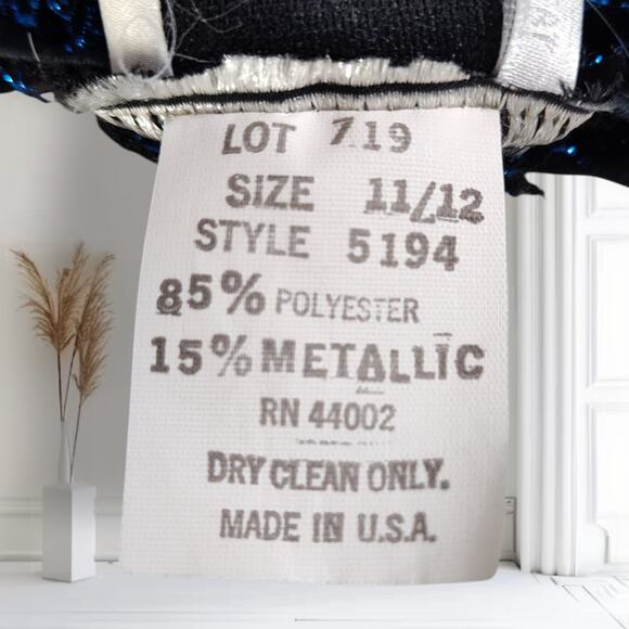 Vintage 80s Blue Metallic Pleated Ruched Disco Midi Dress Spaghetti Size S - Picture 16 of 16